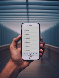 Hand holding a phone displaying the Quilia app