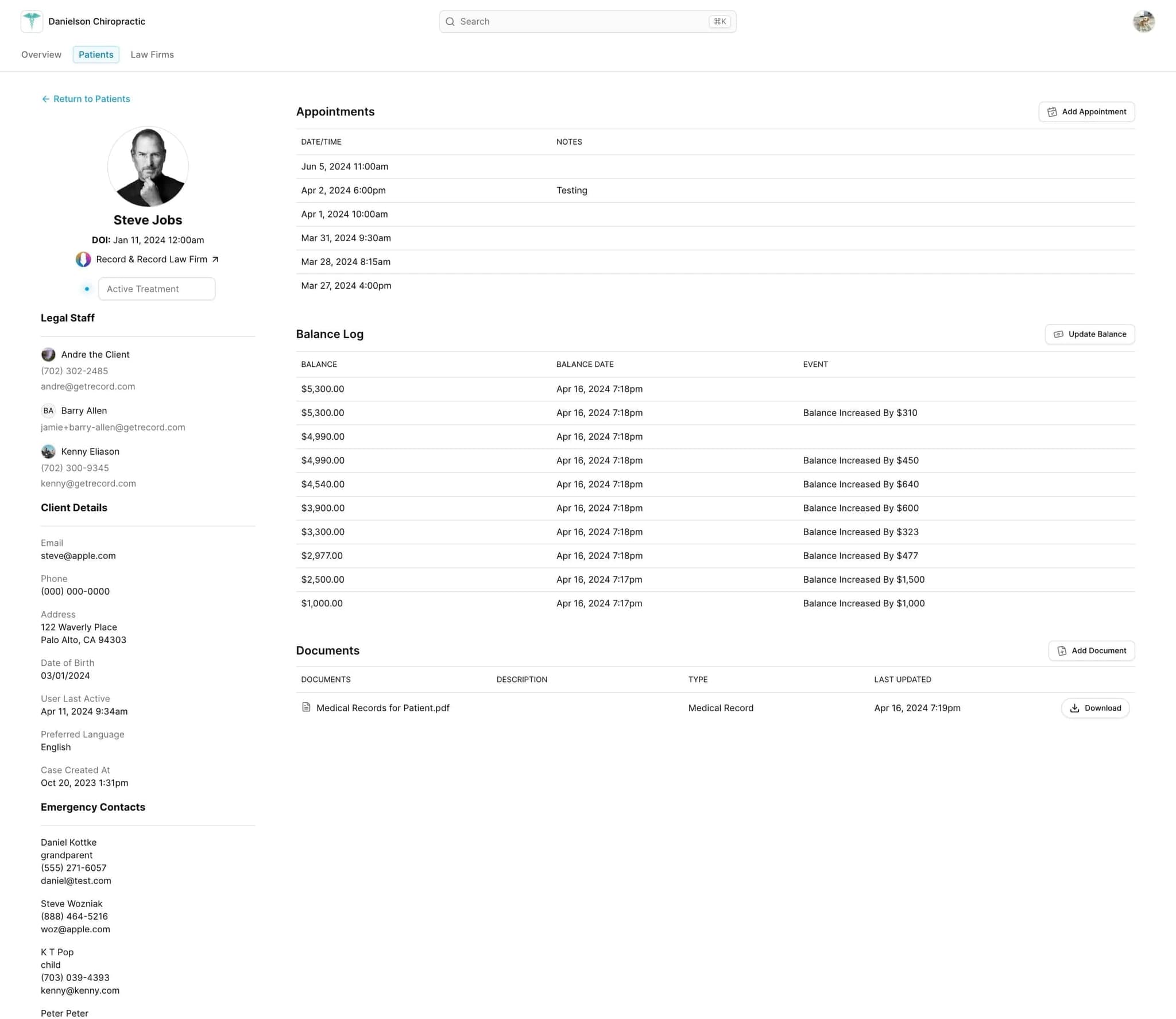 Medical lien portfolio management dashboard