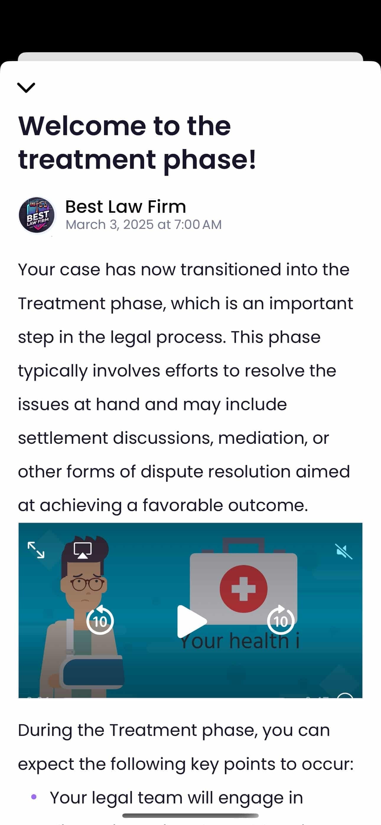 Automated case status updates synced from CMS