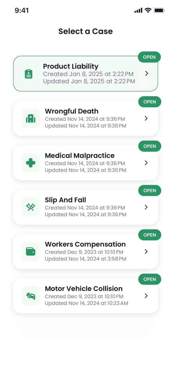Product liability case management in the Quilia app