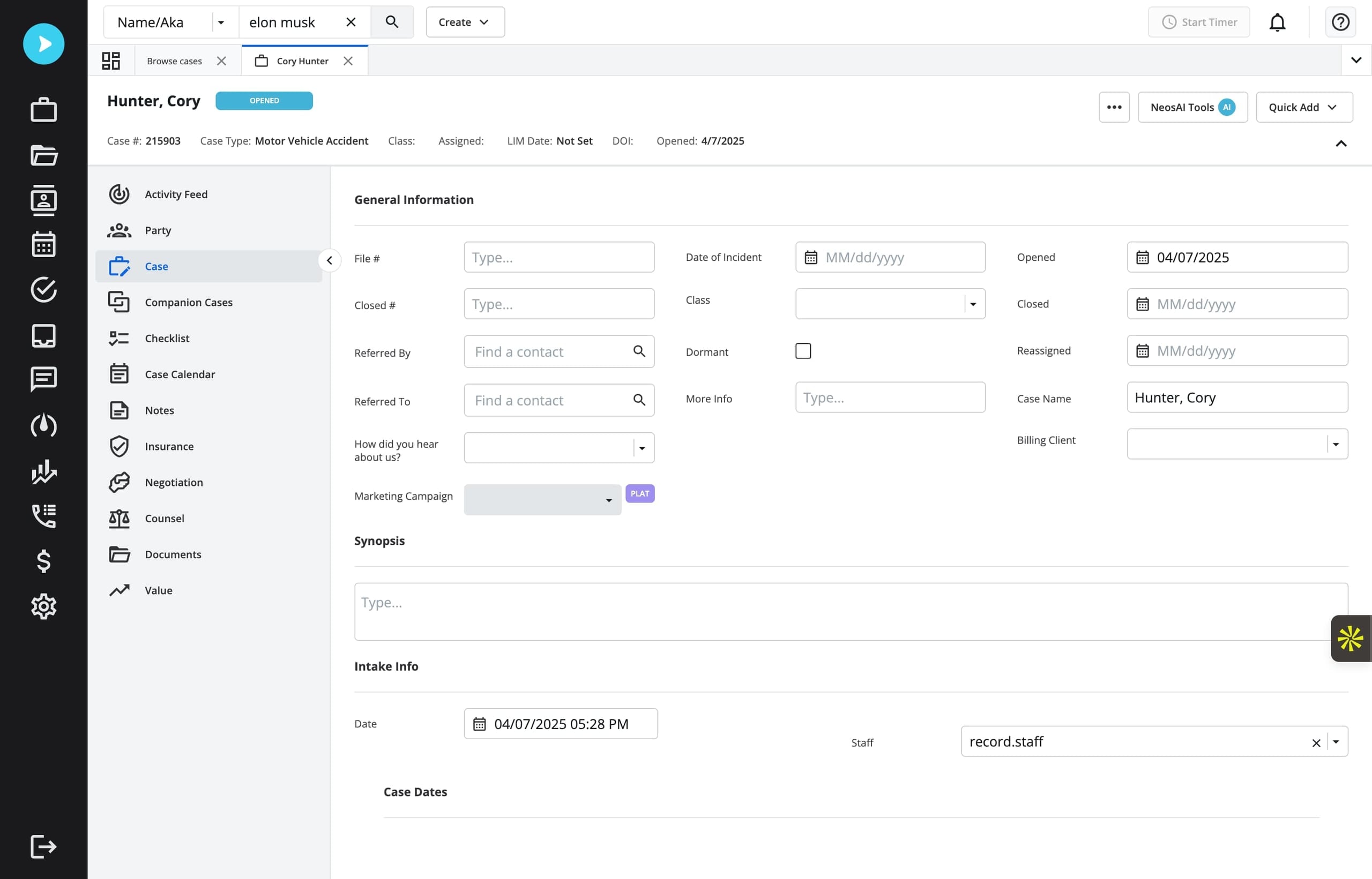 Neos integration in the Quilia app