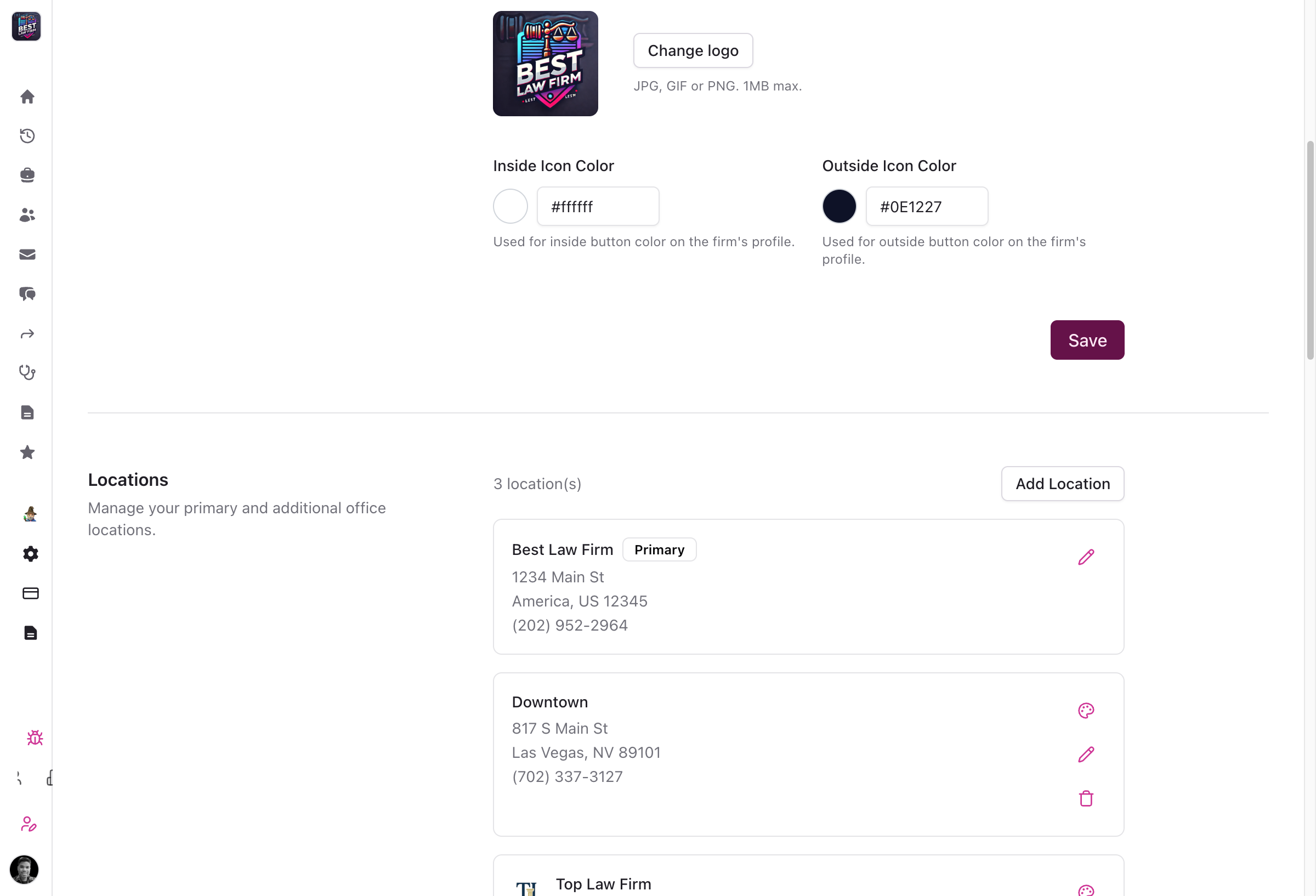Organization locations management