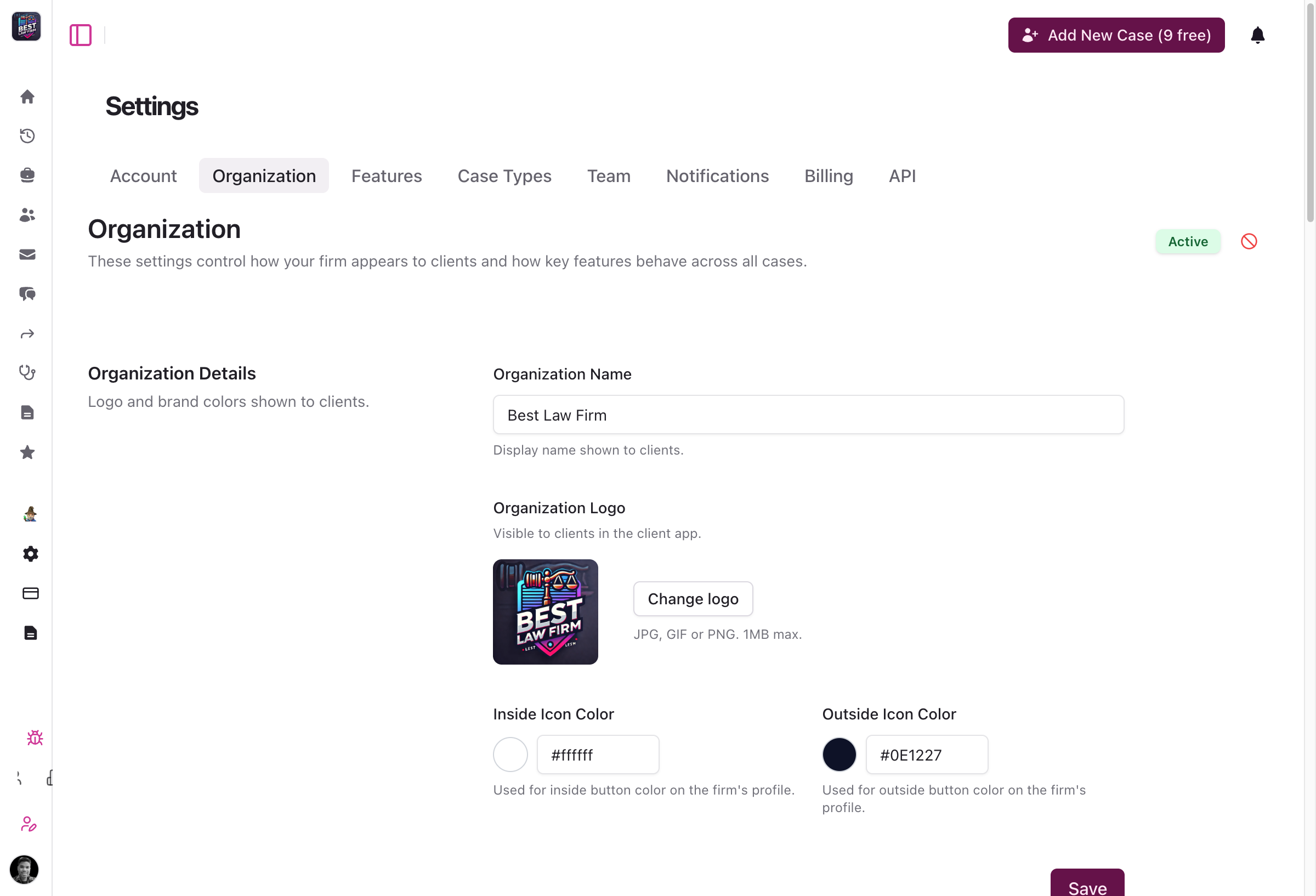 Consolidated organization settings form