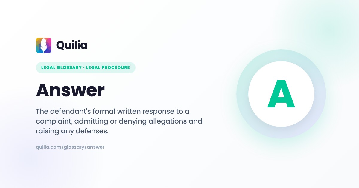 Answer: Definition & Legal Guide