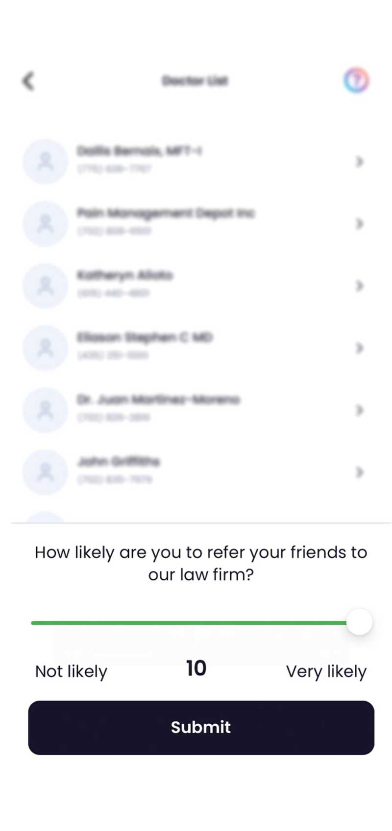 Screenshot of the Quilia App