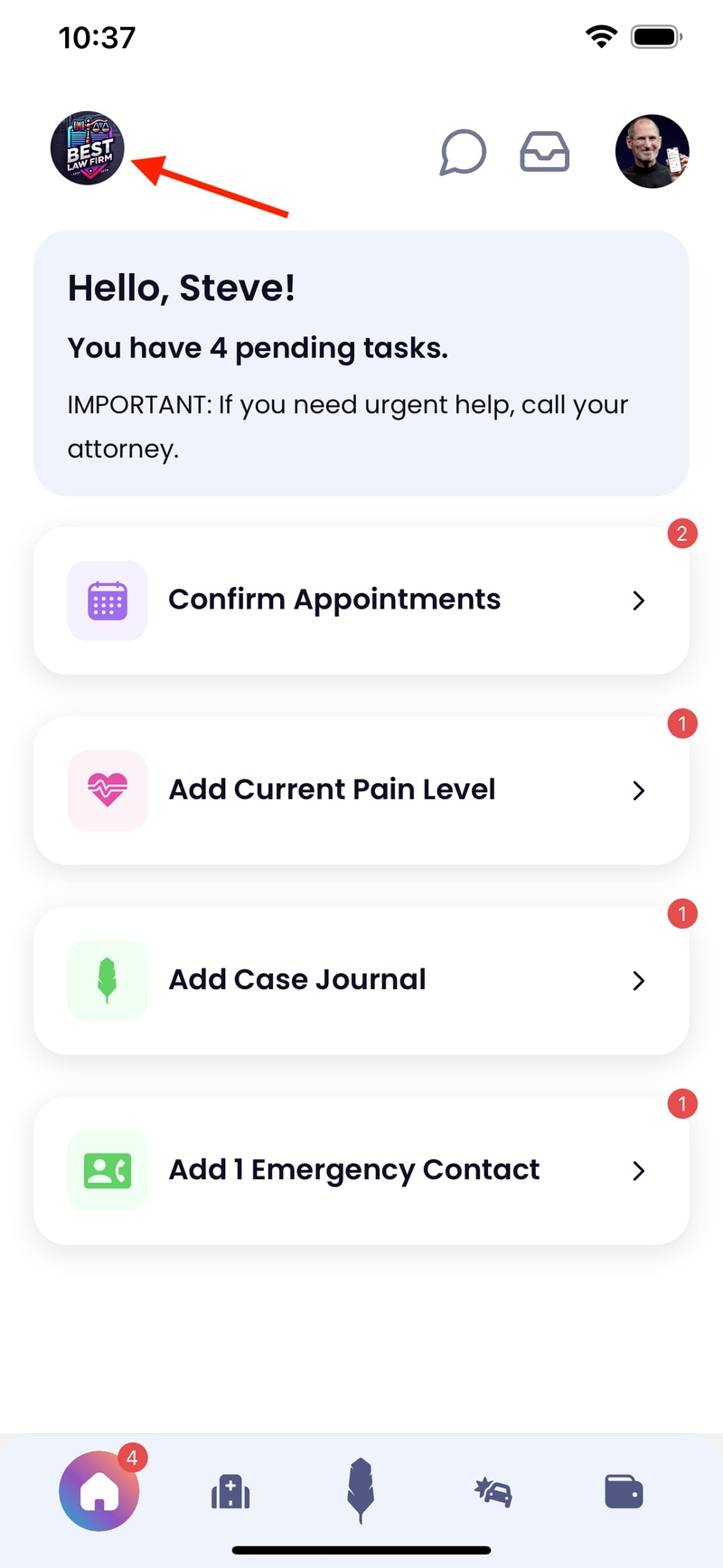 Screenshot of the Quilia App
